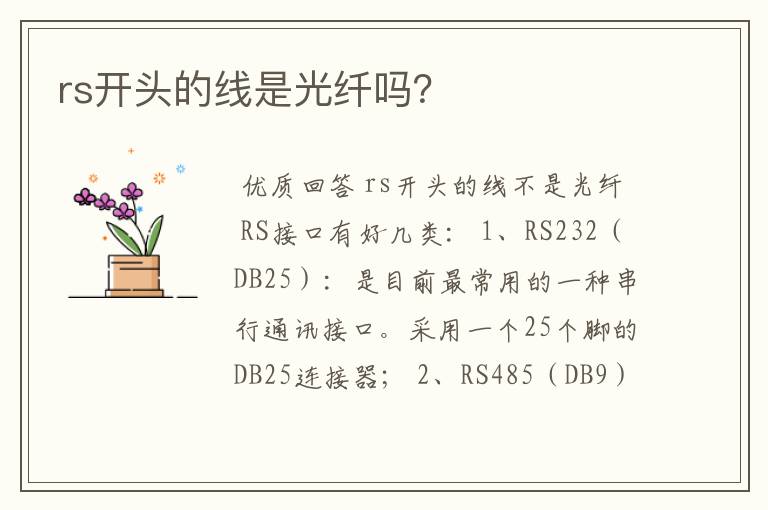 rs开头的线是光纤吗？