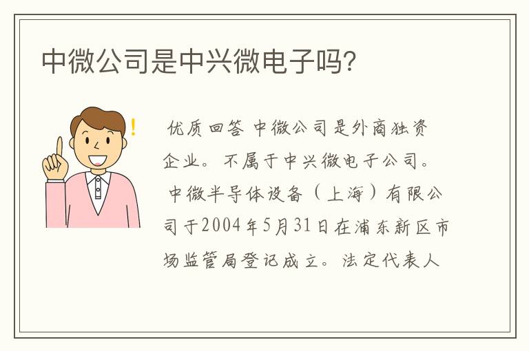 中微公司是中兴微电子吗？