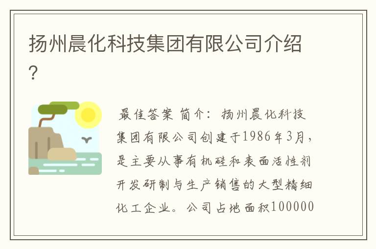 扬州晨化科技集团有限公司介绍？