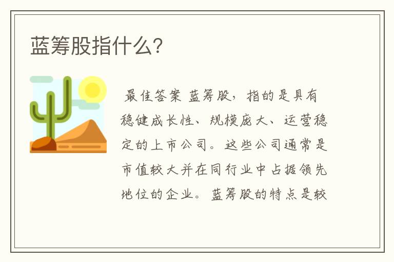 蓝筹股指什么？