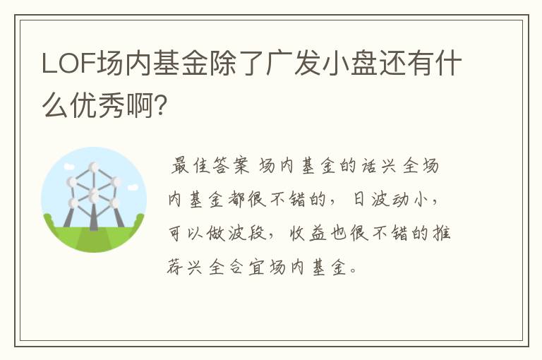 LOF场内基金除了广发小盘还有什么优秀啊？