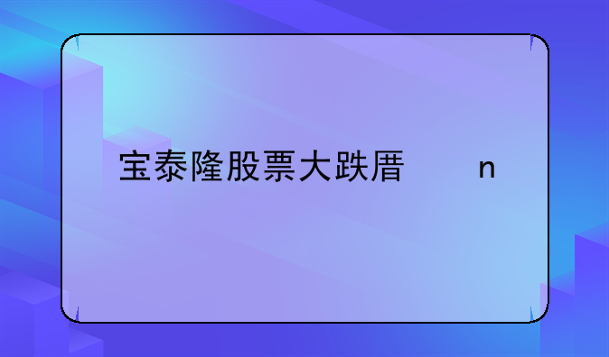 宝泰隆股票大跌原因