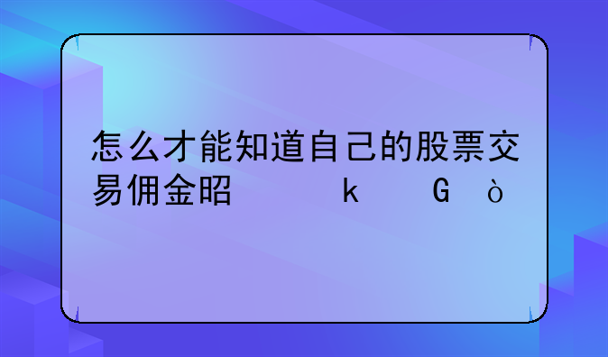 怎么才能知道自己的股票交易佣金是多少？