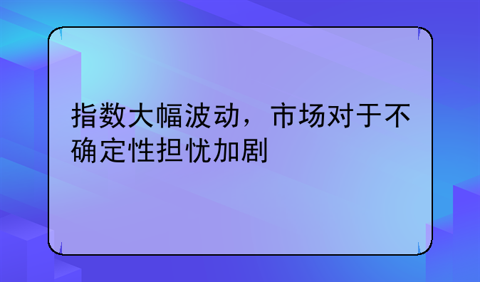 指数大幅波动，市场对于不确定性担忧加剧