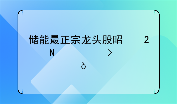 储能最正宗龙头股是指哪几只股票？