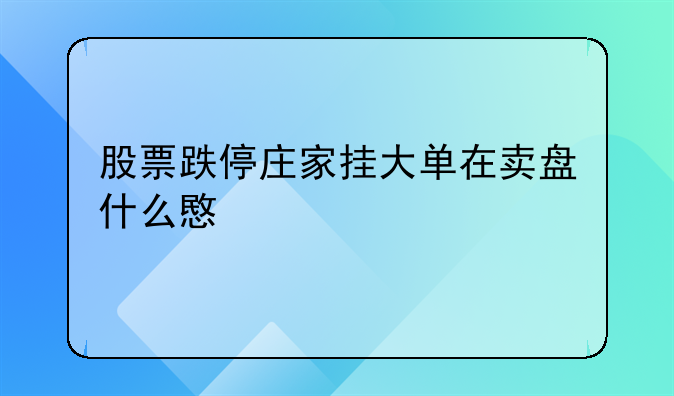 股票跌停庄家挂大单在卖盘什么意思