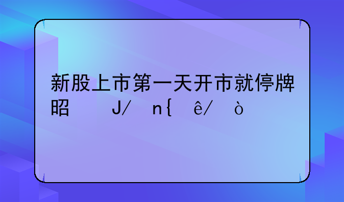 新股上市第一天开市就停牌是咋回事？