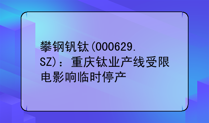 攀钢钒钛(000629.SZ)：重庆钛业产线受限电影响临时停产