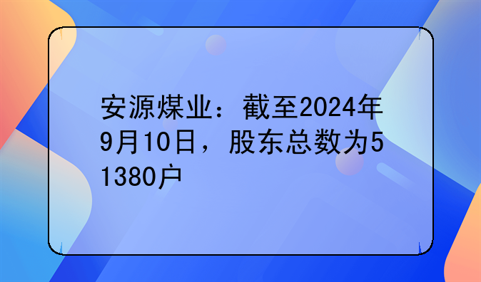 安源煤业：截至2024年9月10日，股东总数为51380户