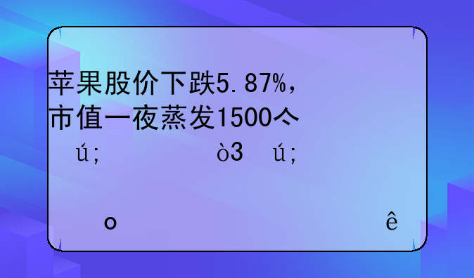 苹果股价下跌5.87%，市值一夜蒸发1500亿美元，美股进入熊市了吗？