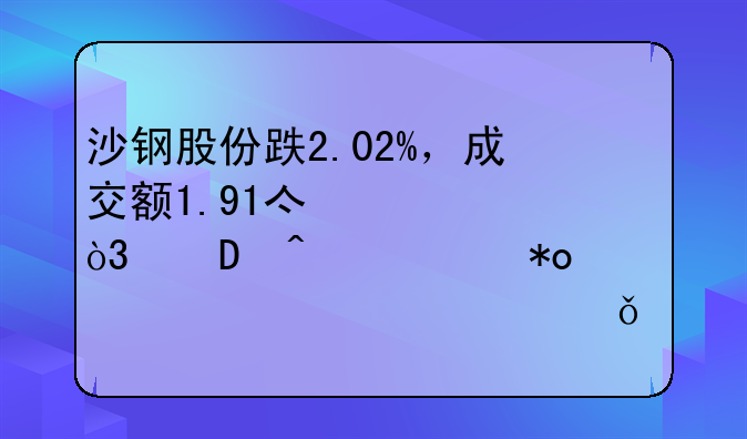 沙钢股份跌2.02%，成交额1.91亿元，近5日主力净流入4049.31万