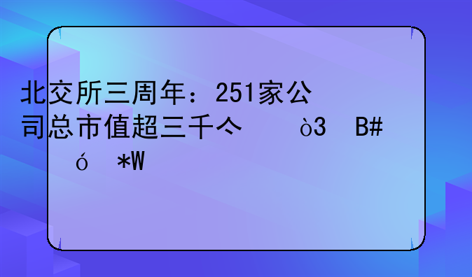 北交所三周年：251家公司总市值超三千亿，合格投资者超700万