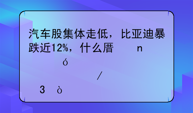 汽车股集体走低，比亚迪暴跌近12%，什么原因导致股票下跌？