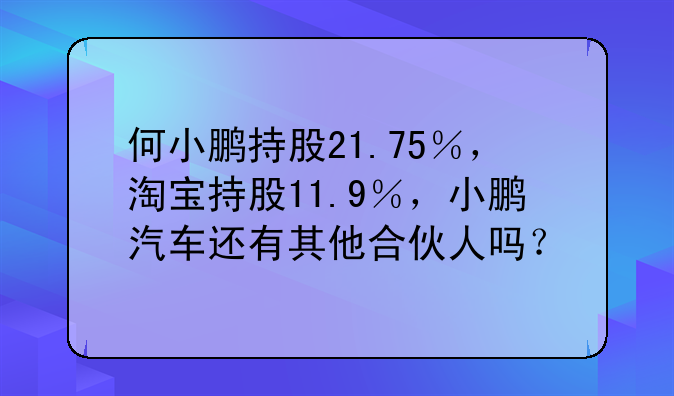 何小鹏持股21.75％，淘宝持股11.9％，小鹏汽车还有其他合伙人吗？