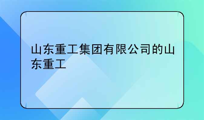 山东重工集团有限公司的山东重工